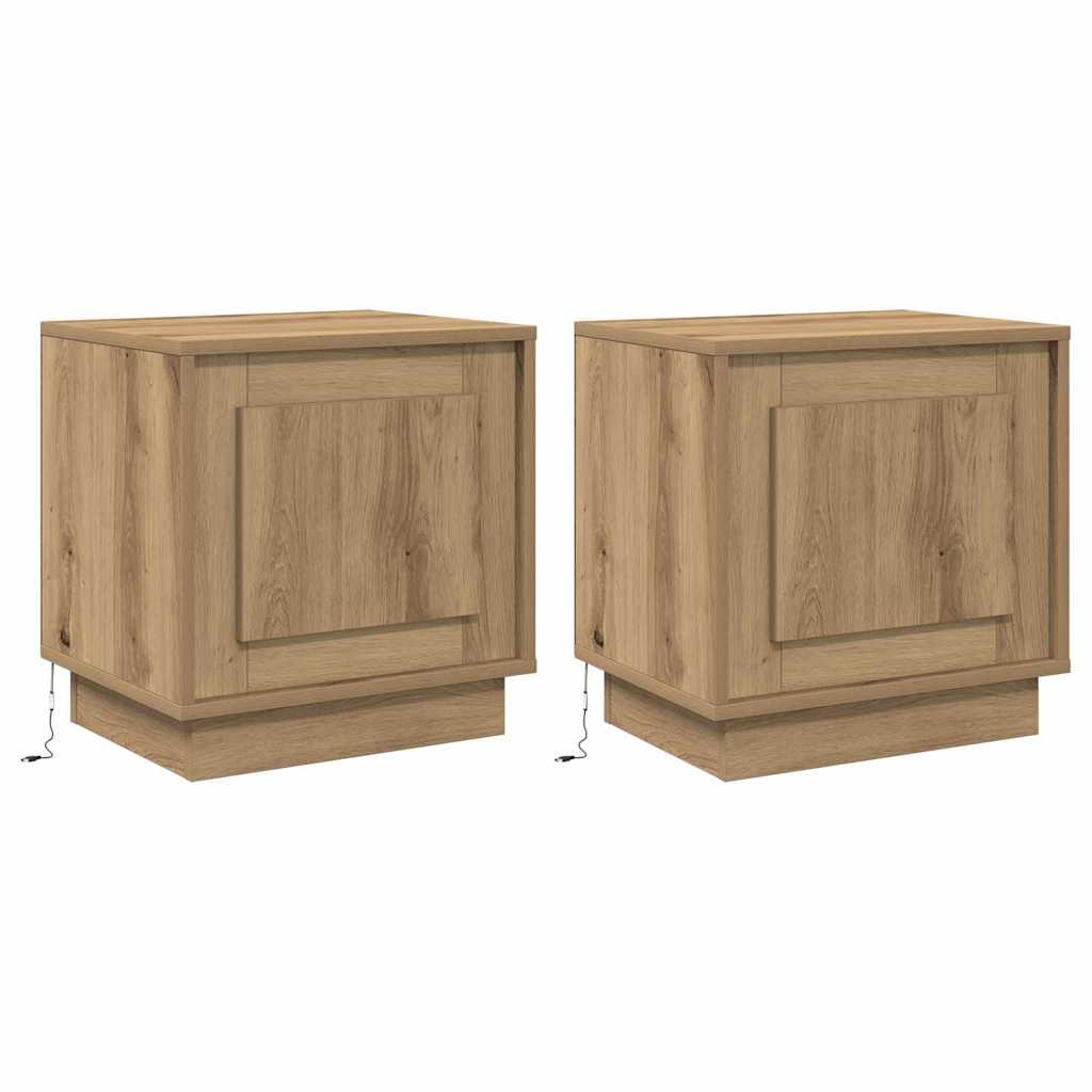 Nachtkastje 2 pcs Artisan Eiken 44 x 34,5 x 45 cm Bewerkt hout
