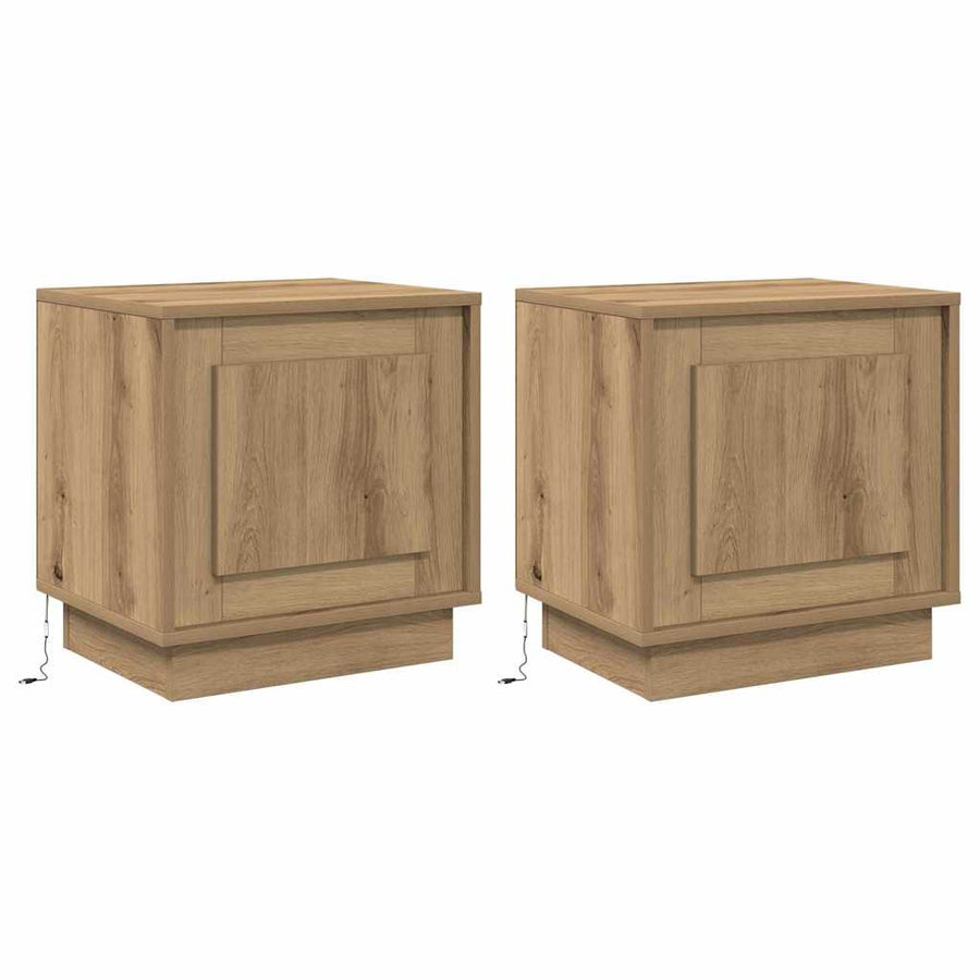 Nachtkastje 2 pcs Artisan Eiken 44 x 34,5 x 45 cm Bewerkt hout