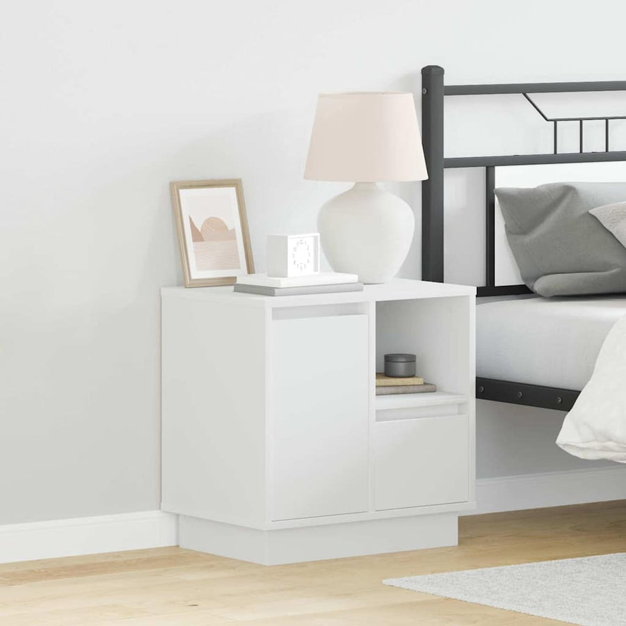 Nachtkastje met lade 2 pcs Wit 50 x 34,5 x 50 cm. Bewerkt hout