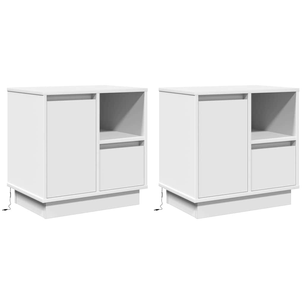 Nachtkastje met lade 2 pcs Wit 50 x 34,5 x 50 cm. Bewerkt hout