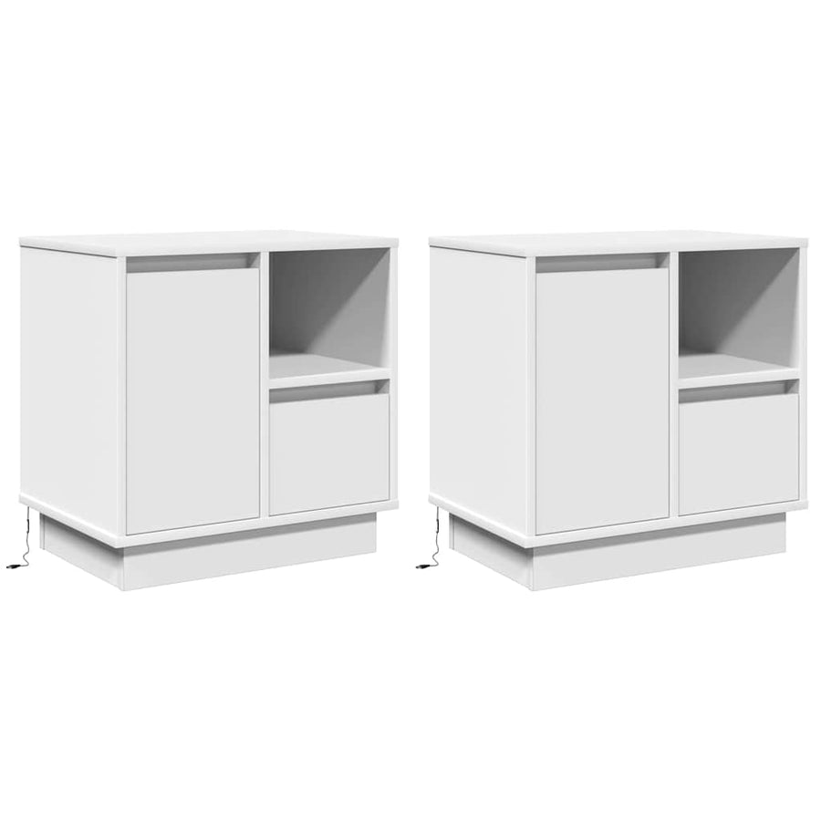 Nachtkastje met lade 2 pcs Wit 50 x 34,5 x 50 cm. Bewerkt hout