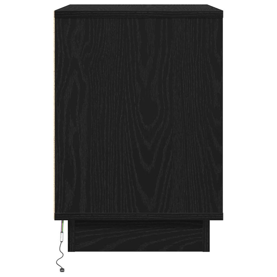 Nachtkastje Zwart Eiken 50 x 34,5 x 50 cm. Bewerkt hout