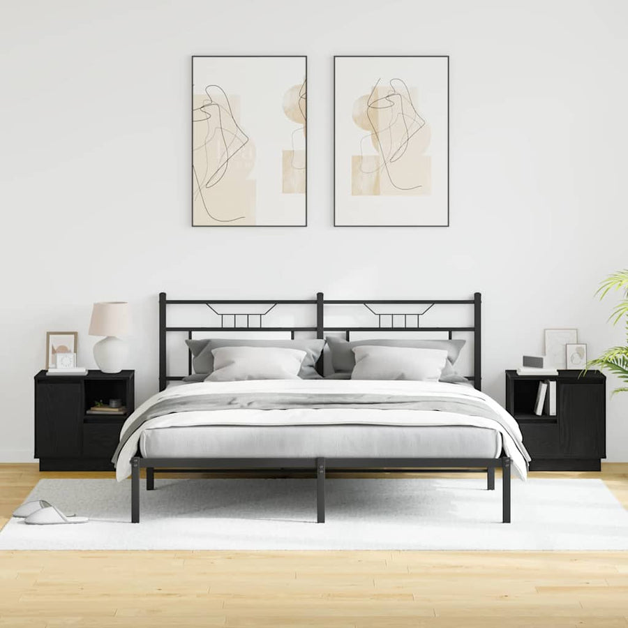Nachtkastje 2 pcs Zwart Eiken 50 x 34,5 x 50 cm. Bewerkt hout