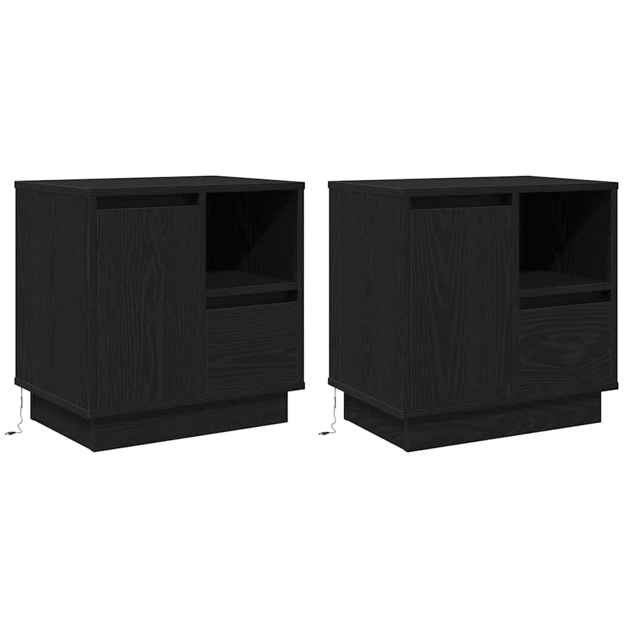 Nachtkastje 2 pcs Zwart Eiken 50 x 34,5 x 50 cm. Bewerkt hout