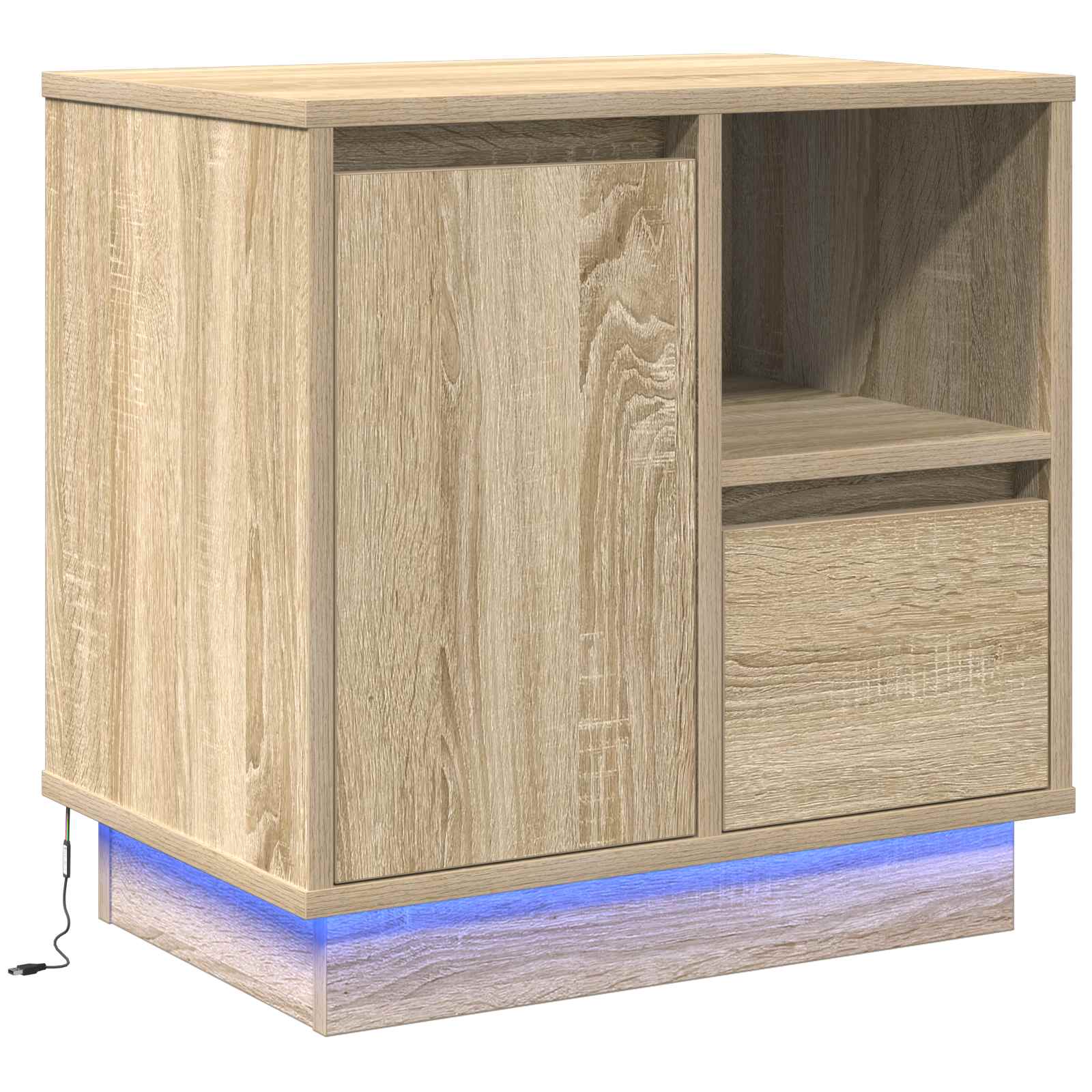 Nachtkastje Sonoma Eiken 50 x 34,5 x 50 cm. Bewerkt hout