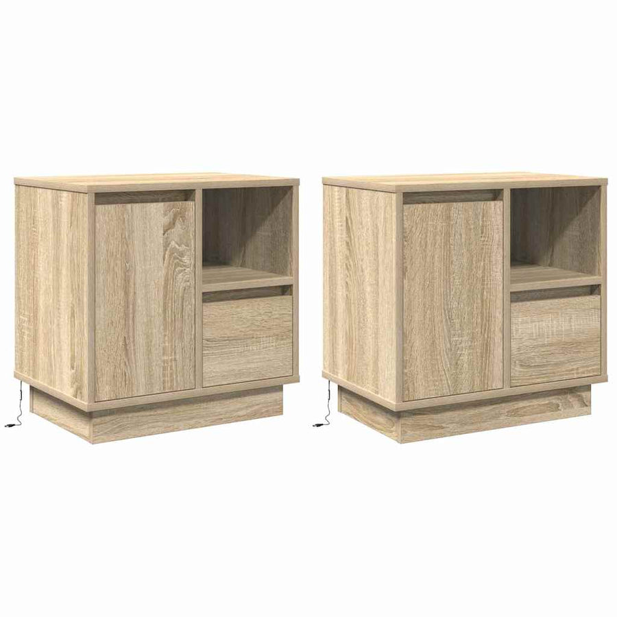 Nachtkastje 2 pcs Sonoma Eiken 50 x 34,5 x 50 cm. Bewerkt hout
