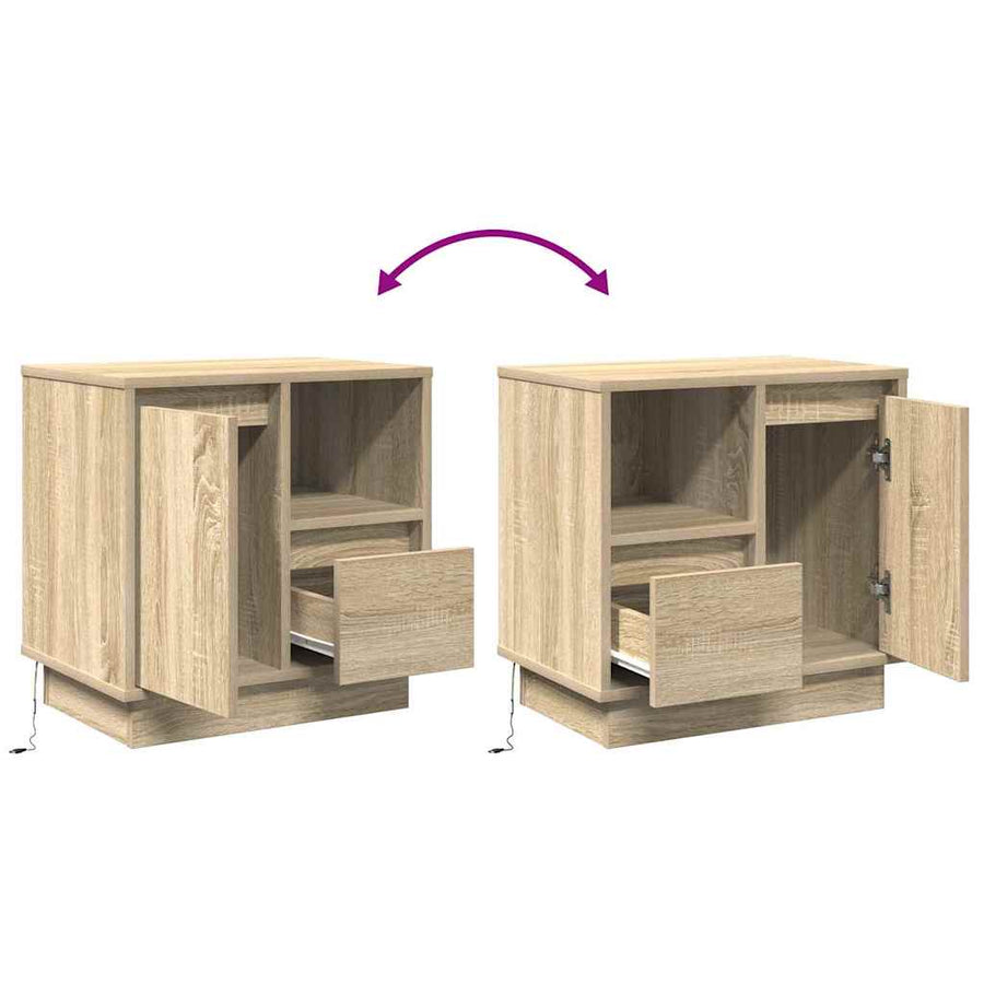 Nachtkastje 2 pcs Sonoma Eiken 50 x 34,5 x 50 cm. Bewerkt hout