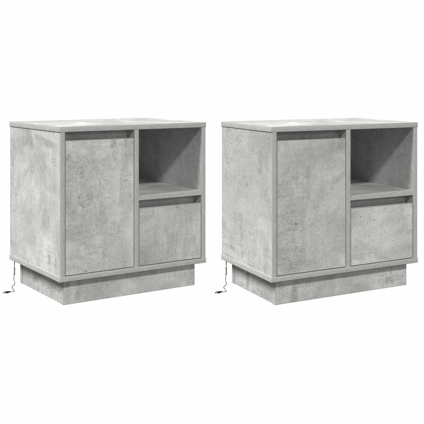Nachtkastje 2 pcs Beton Grijs 50 x 34,5 x 50 cm. Bewerkt hout