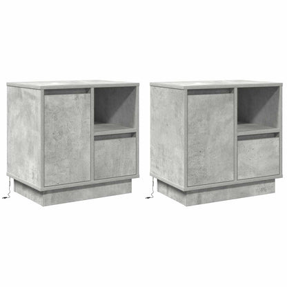 Nachtkastje 2 pcs Beton Grijs 50 x 34,5 x 50 cm. Bewerkt hout