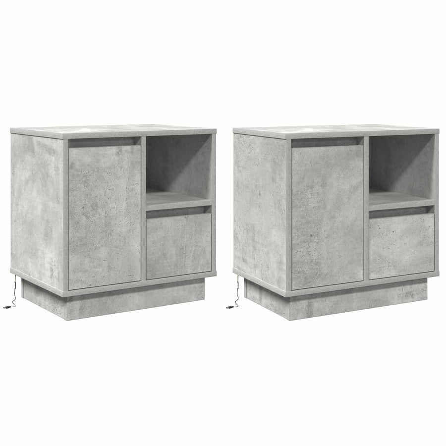Nachtkastje 2 pcs Beton Grijs 50 x 34,5 x 50 cm. Bewerkt hout