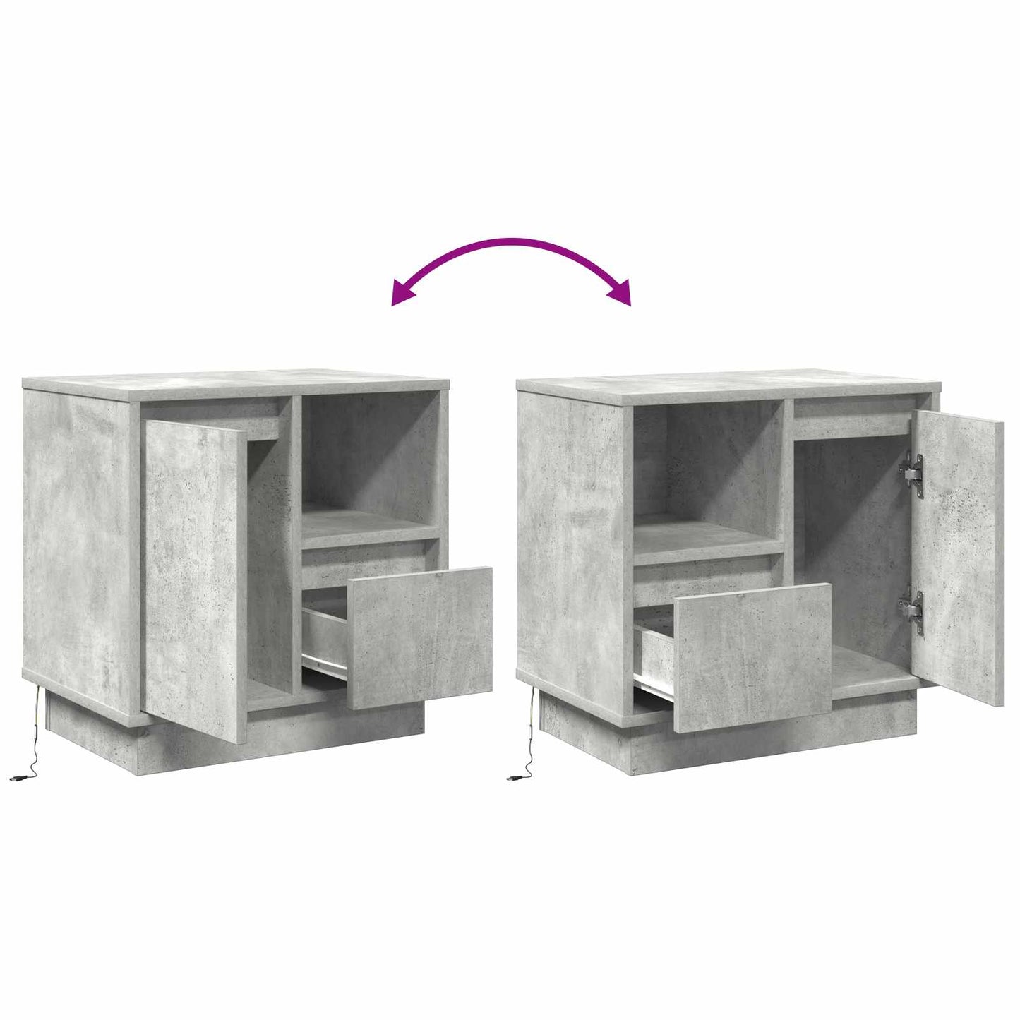 Nachtkastje 2 pcs Beton Grijs 50 x 34,5 x 50 cm. Bewerkt hout