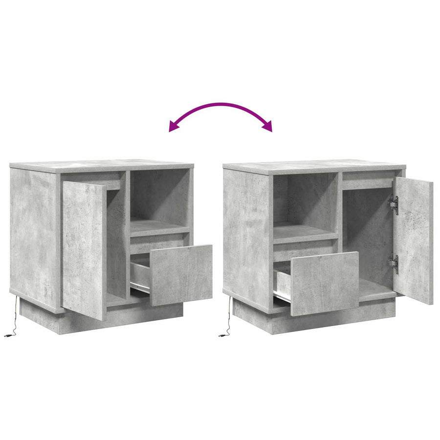 Nachtkastje 2 pcs Beton Grijs 50 x 34,5 x 50 cm. Bewerkt hout