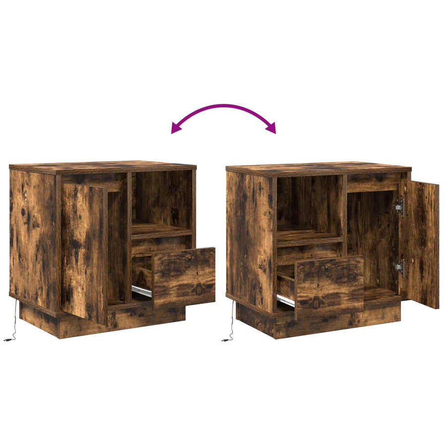 Nachtkastje Gerookt eiken 50 x 34,5 x 50 cm. Bewerkt hout