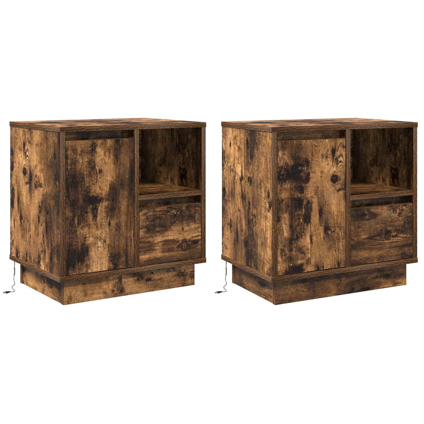 Nachtkastje 2 pcs Gerookt eiken 50 x 34,5 x 50 cm. Bewerkt hout
