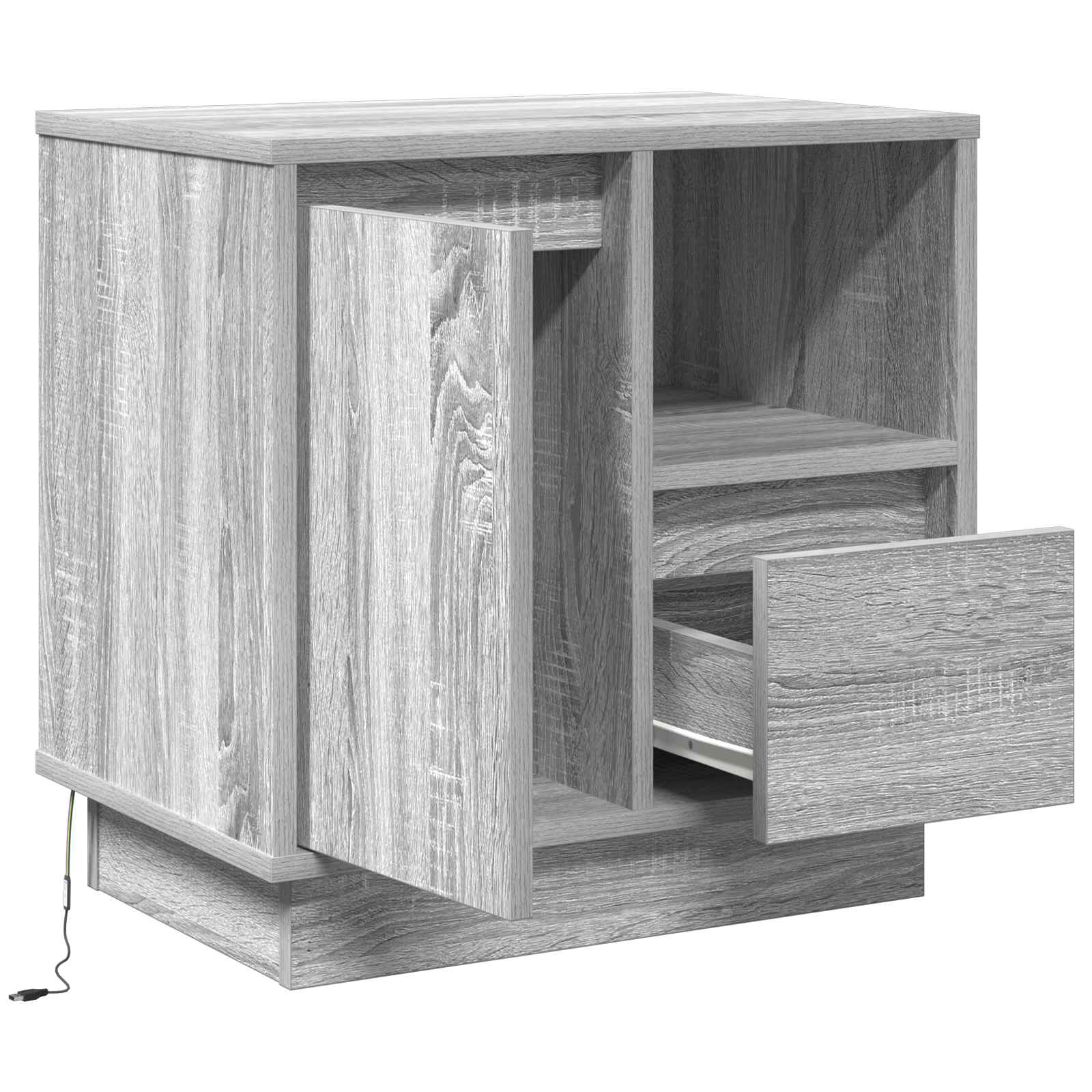 Nachtkastje met lade Grijs 50 x 34,5 x 50 cm. Bewerkt hout