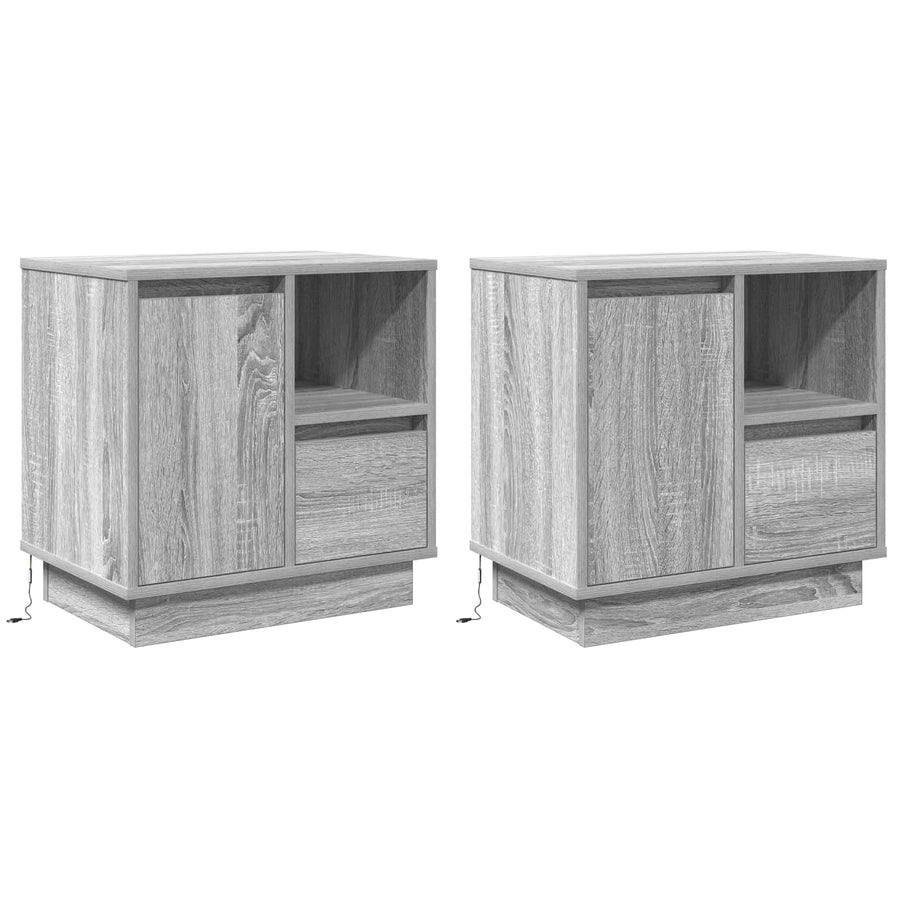 Nachtkastje 2 pcs Grijs 50 x 34,5 x 50 cm. Bewerkt hout