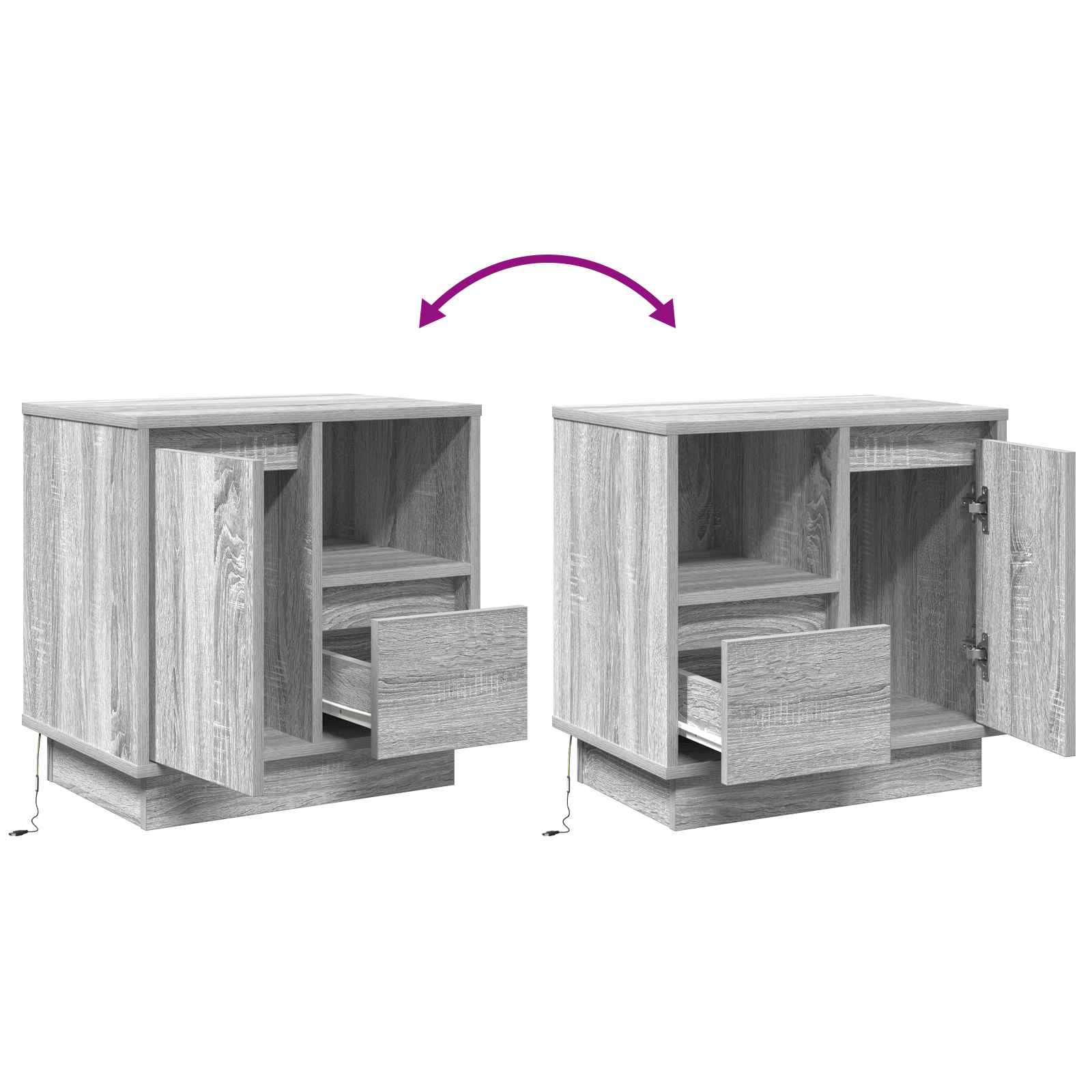 Nachtkastje 2 pcs Grijs 50 x 34,5 x 50 cm. Bewerkt hout
