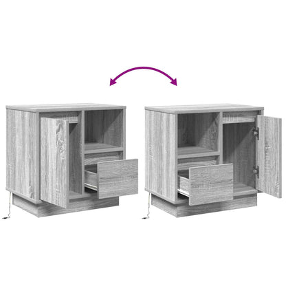 Nachtkastje 2 pcs Grijs 50 x 34,5 x 50 cm. Bewerkt hout