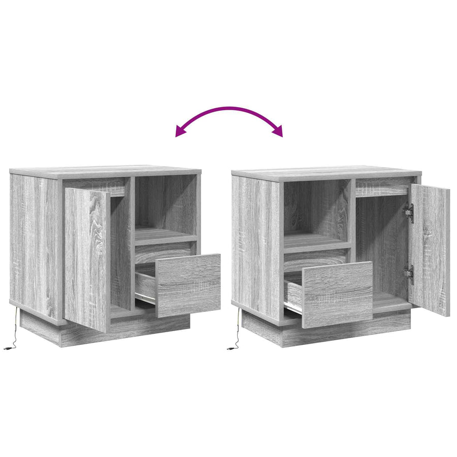 Nachtkastje 2 pcs Grijs 50 x 34,5 x 50 cm. Bewerkt hout