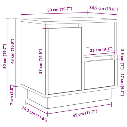 Nachtkastje 2 pcs Grijs 50 x 34,5 x 50 cm. Bewerkt hout