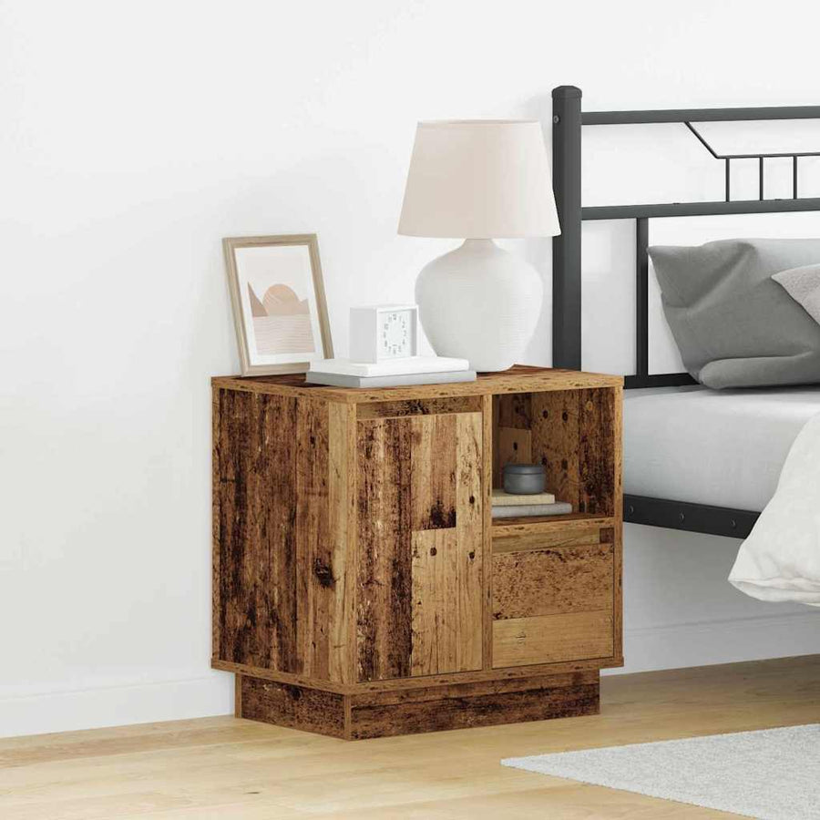 Nachtkastje 2 pcs Oudhout 50 x 34,5 x 50 cm. Bewerkt hout