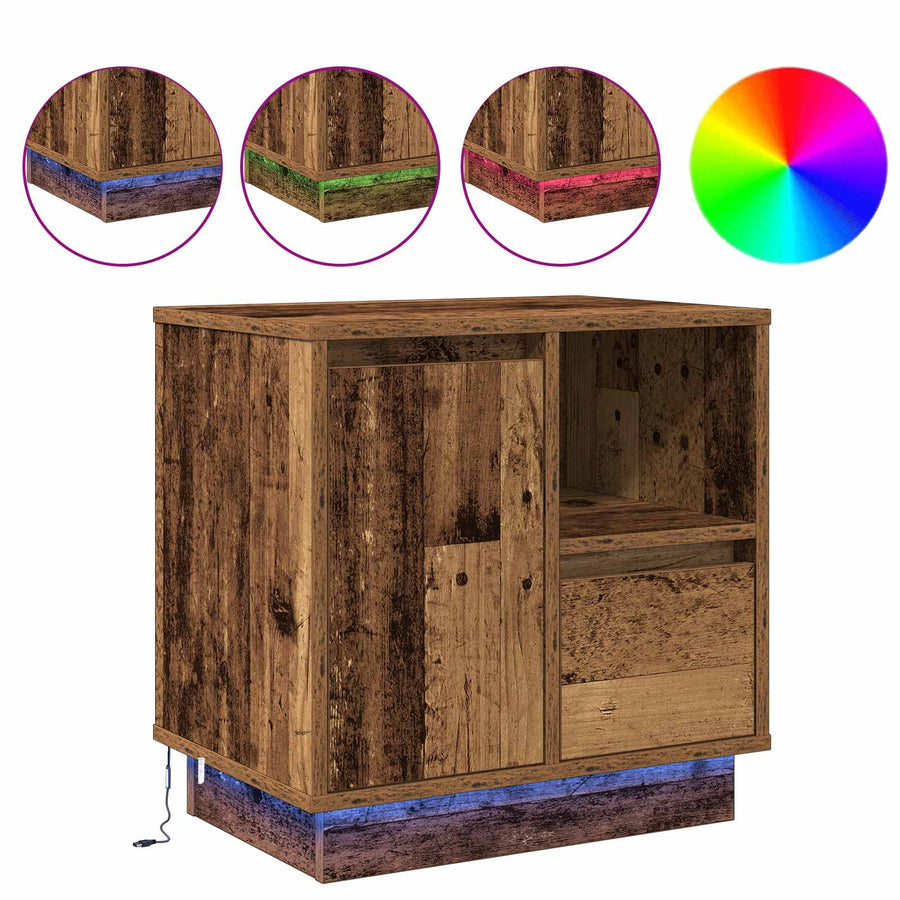 Nachtkastje 2 pcs Oudhout 50 x 34,5 x 50 cm. Bewerkt hout