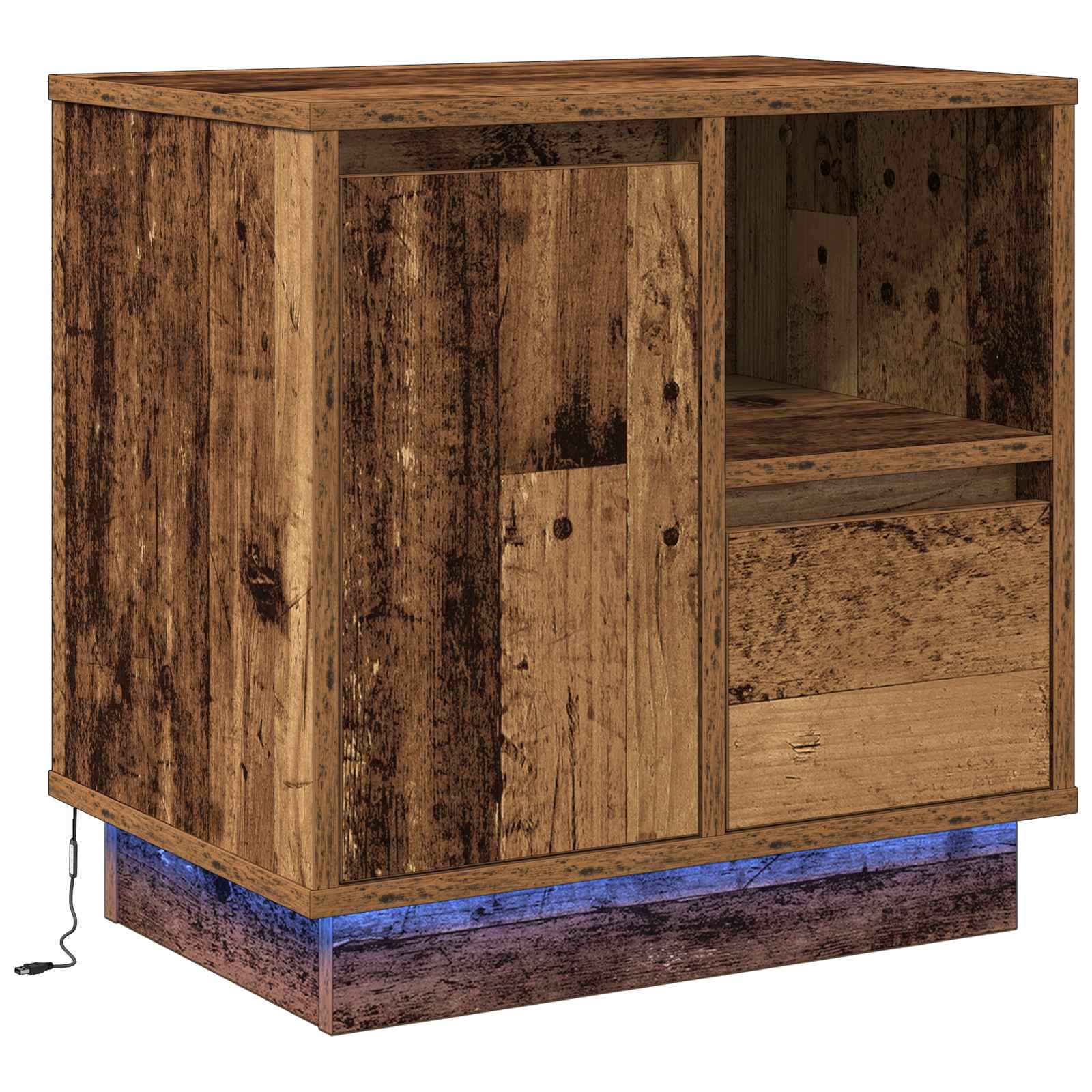 Nachtkastje 2 pcs Oudhout 50 x 34,5 x 50 cm. Bewerkt hout