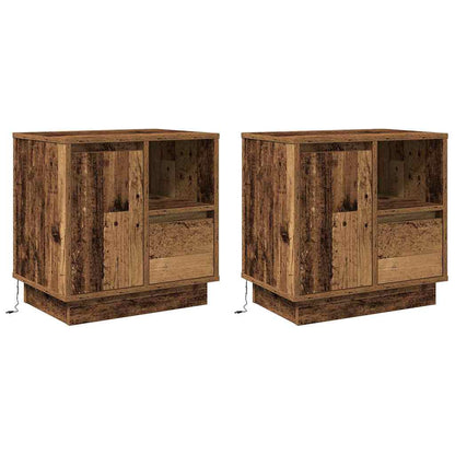 Nachtkastje 2 pcs Oudhout 50 x 34,5 x 50 cm. Bewerkt hout