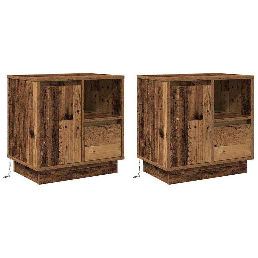 Nachtkastje 2 pcs Oudhout 50 x 34,5 x 50 cm. Bewerkt hout