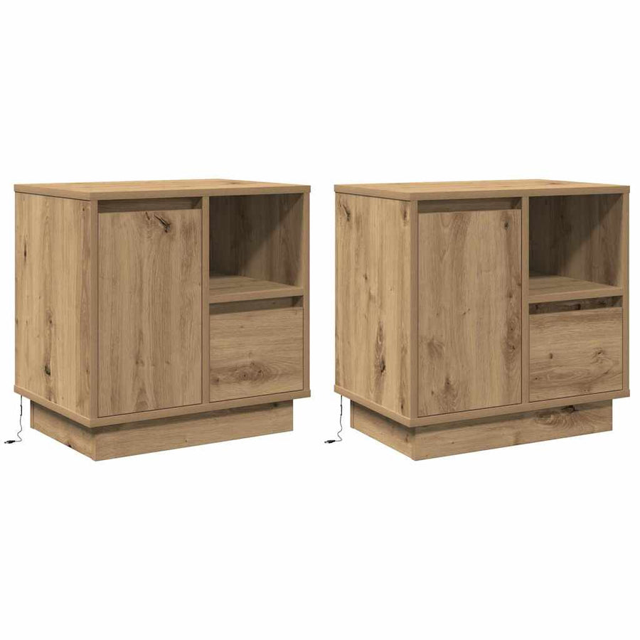 Nachtkastje 2 pcs Artisan Eiken 50 x 34,5 x 50 cm. Bewerkt hout