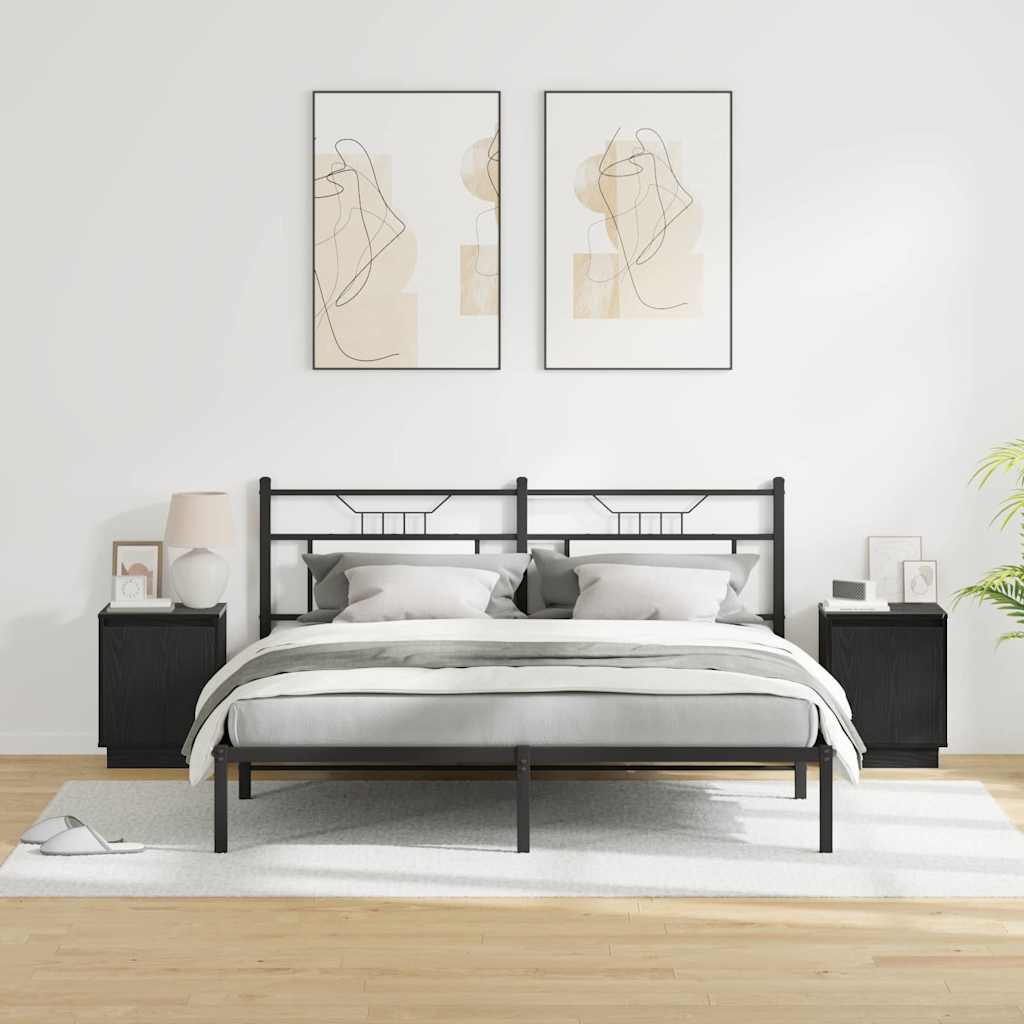 Nachtkastje 2 pcs Zwart Eiken 39 x 34,5 x 50 cm Bewerkt hout