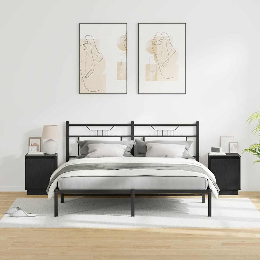 Nachtkastje 2 pcs Zwart Eiken 39 x 34,5 x 50 cm Bewerkt hout