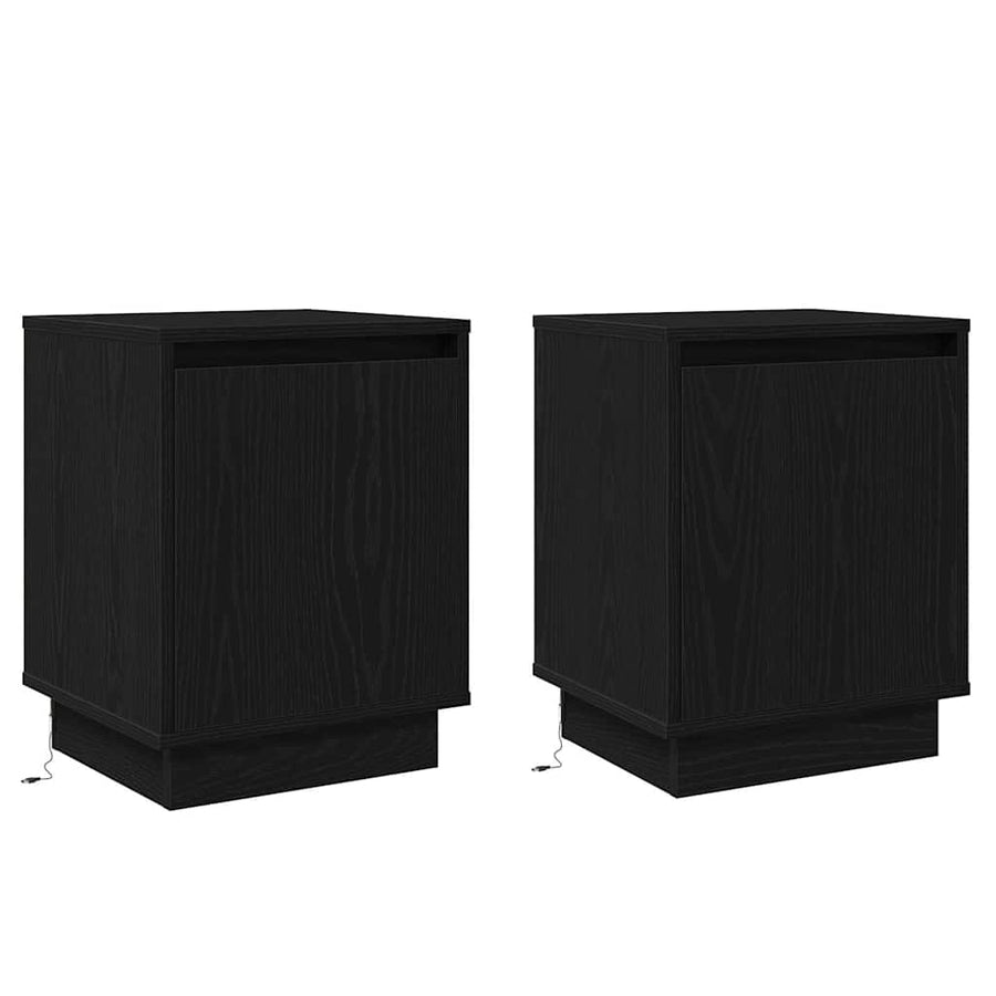 Nachtkastje 2 pcs Zwart Eiken 39 x 34,5 x 50 cm Bewerkt hout