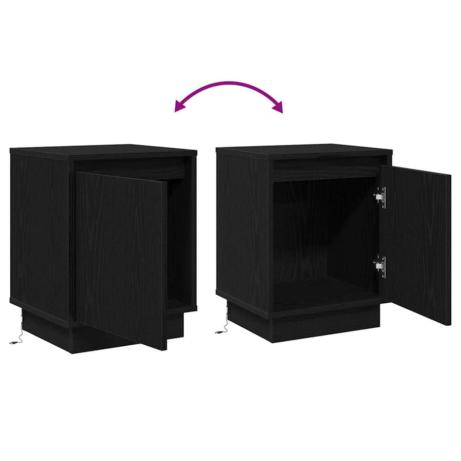 Nachtkastje 2 pcs Zwart Eiken 39 x 34,5 x 50 cm Bewerkt hout