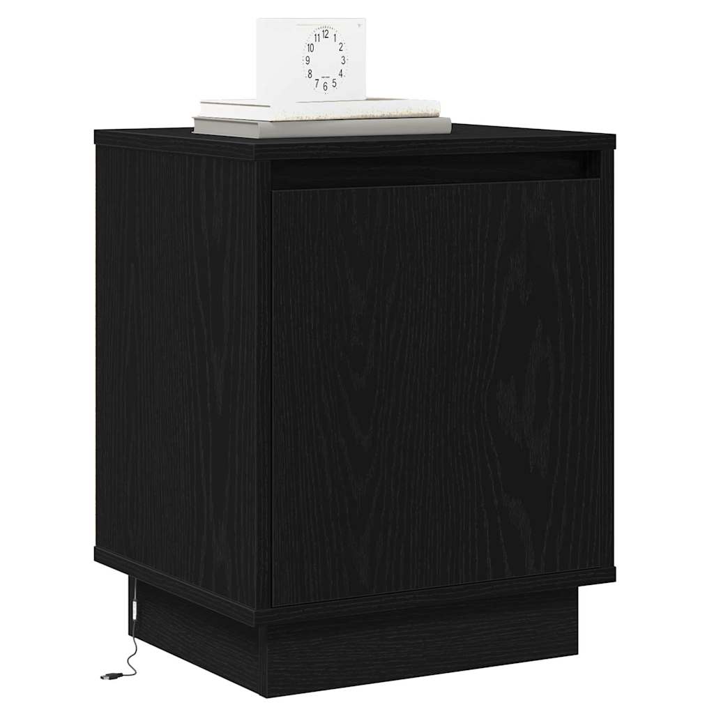Nachtkastje 2 pcs Zwart Eiken 39 x 34,5 x 50 cm Bewerkt hout