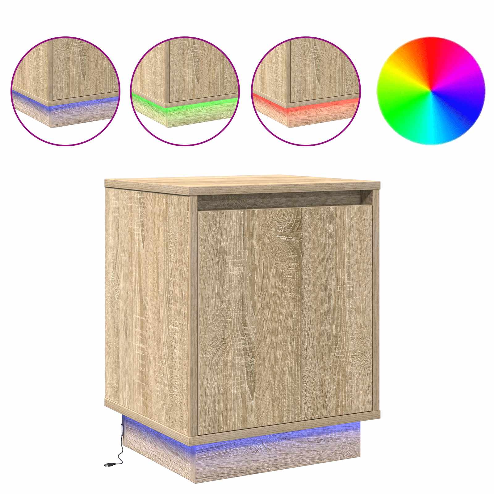 Nachtkastje Sonoma Eiken 39 x 34,5 x 50 cm Bewerkt hout