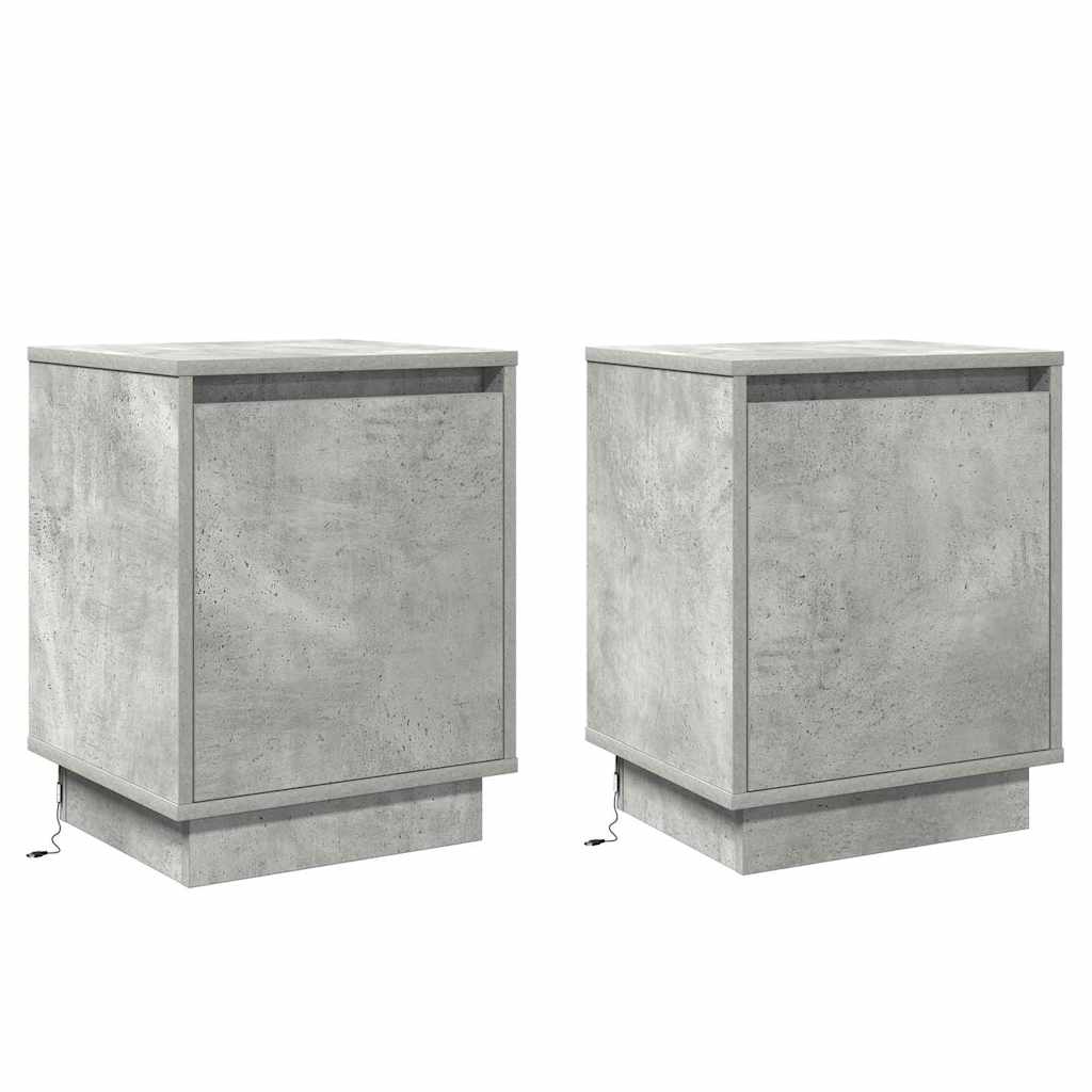 Nachtkastje 2 pcs Beton Grijs 39 x 34,5 x 50 cm Bewerkt hout