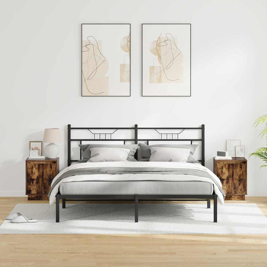 Nachtkastje 2 pcs Gerookt eiken 39 x 34.5 x 50 cm Bewerkt hout