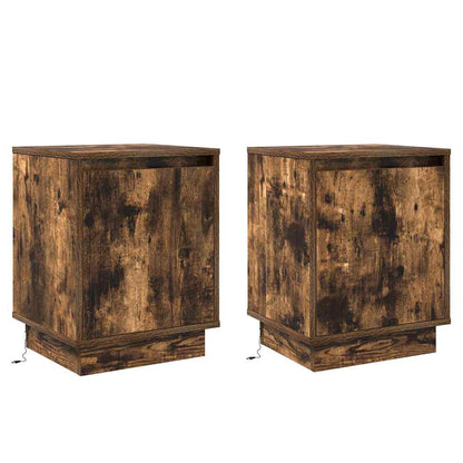 Nachtkastje 2 pcs Gerookt eiken 39 x 34.5 x 50 cm Bewerkt hout