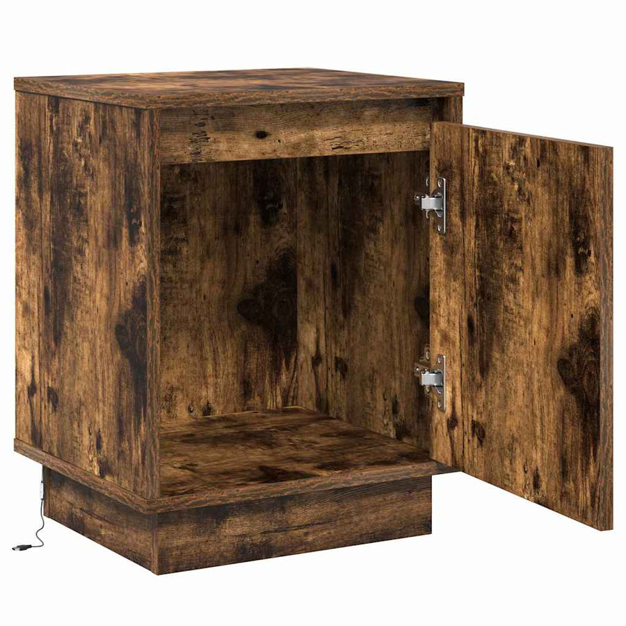 Nachtkastje 2 pcs Gerookt eiken 39 x 34.5 x 50 cm Bewerkt hout