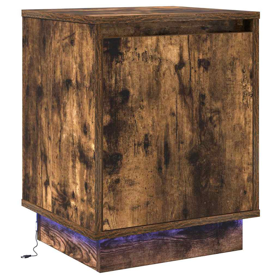 Nachtkastje 2 pcs Gerookt eiken 39 x 34.5 x 50 cm Bewerkt hout