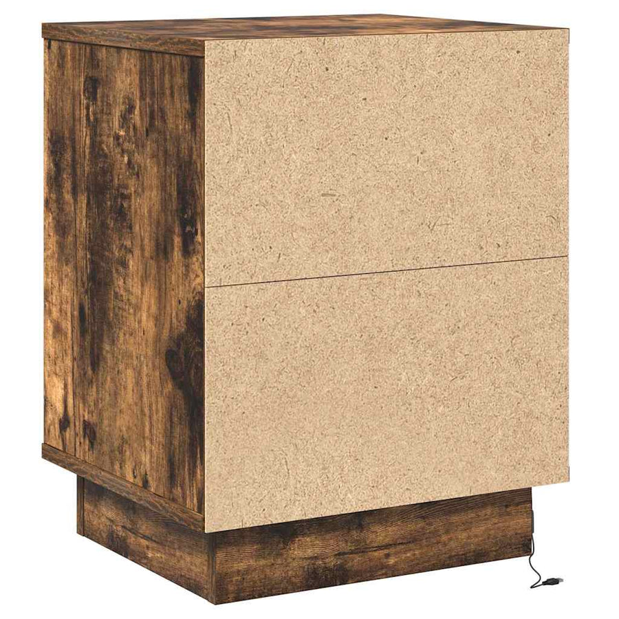 Nachtkastje 2 pcs Gerookt eiken 39 x 34.5 x 50 cm Bewerkt hout
