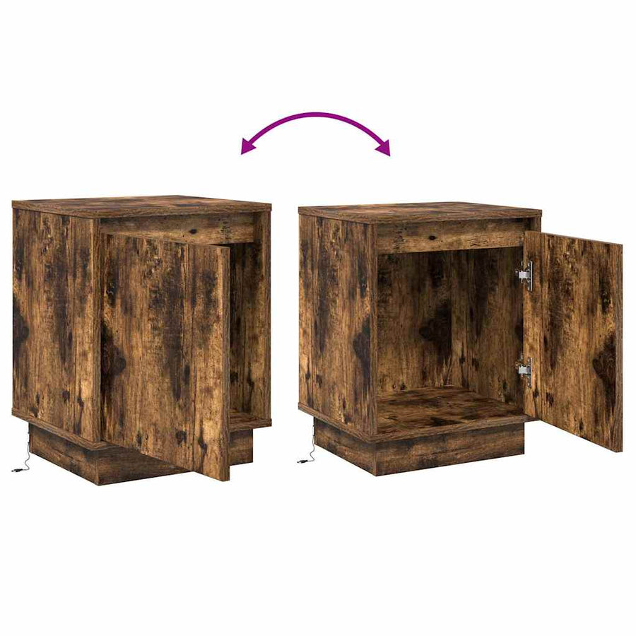 Nachtkastje 2 pcs Gerookt eiken 39 x 34.5 x 50 cm Bewerkt hout