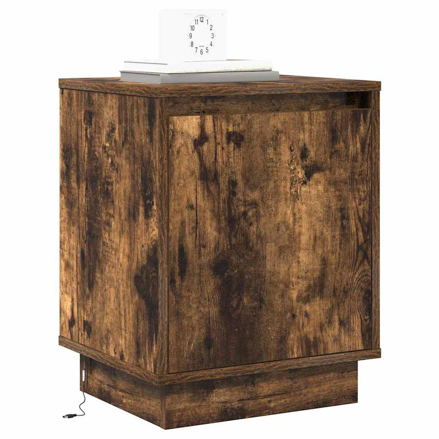 Nachtkastje 2 pcs Gerookt eiken 39 x 34.5 x 50 cm Bewerkt hout