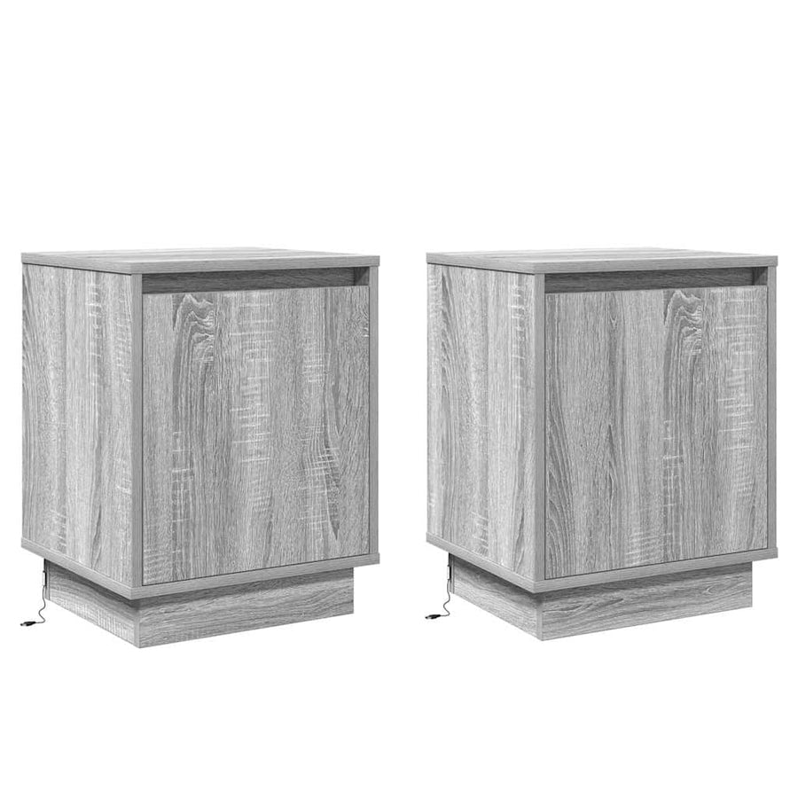 Nachtkastje 2 pcs Grijs 39 x 34,5 x 50 cm Bewerkt hout