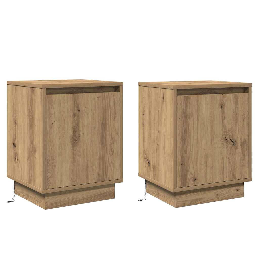 Nachtkastje 2 pcs Artisan Eiken 39 x 34,5 x 50 cm Bewerkt hout