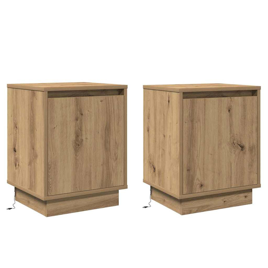 Nachtkastje 2 pcs Artisan Eiken 39 x 34,5 x 50 cm Bewerkt hout