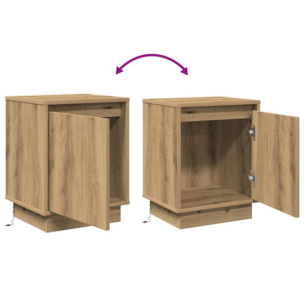 Nachtkastje 2 pcs Artisan Eiken 39 x 34,5 x 50 cm Bewerkt hout