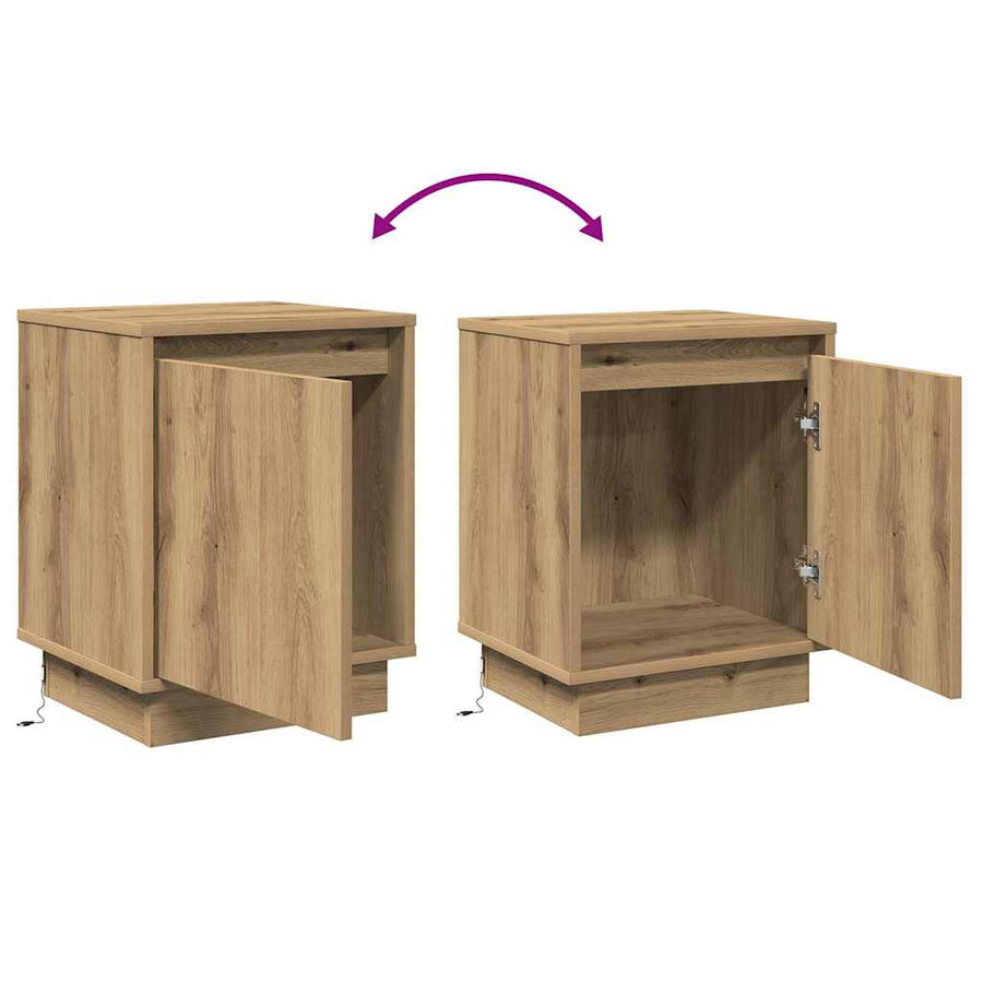 Nachtkastje 2 pcs Artisan Eiken 39 x 34,5 x 50 cm Bewerkt hout