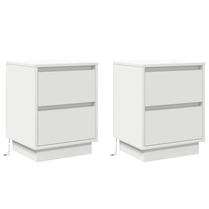 Nachtkastje met lade 2 pcs Wit 39 x 34,5 x 50 cm Bewerkt hout